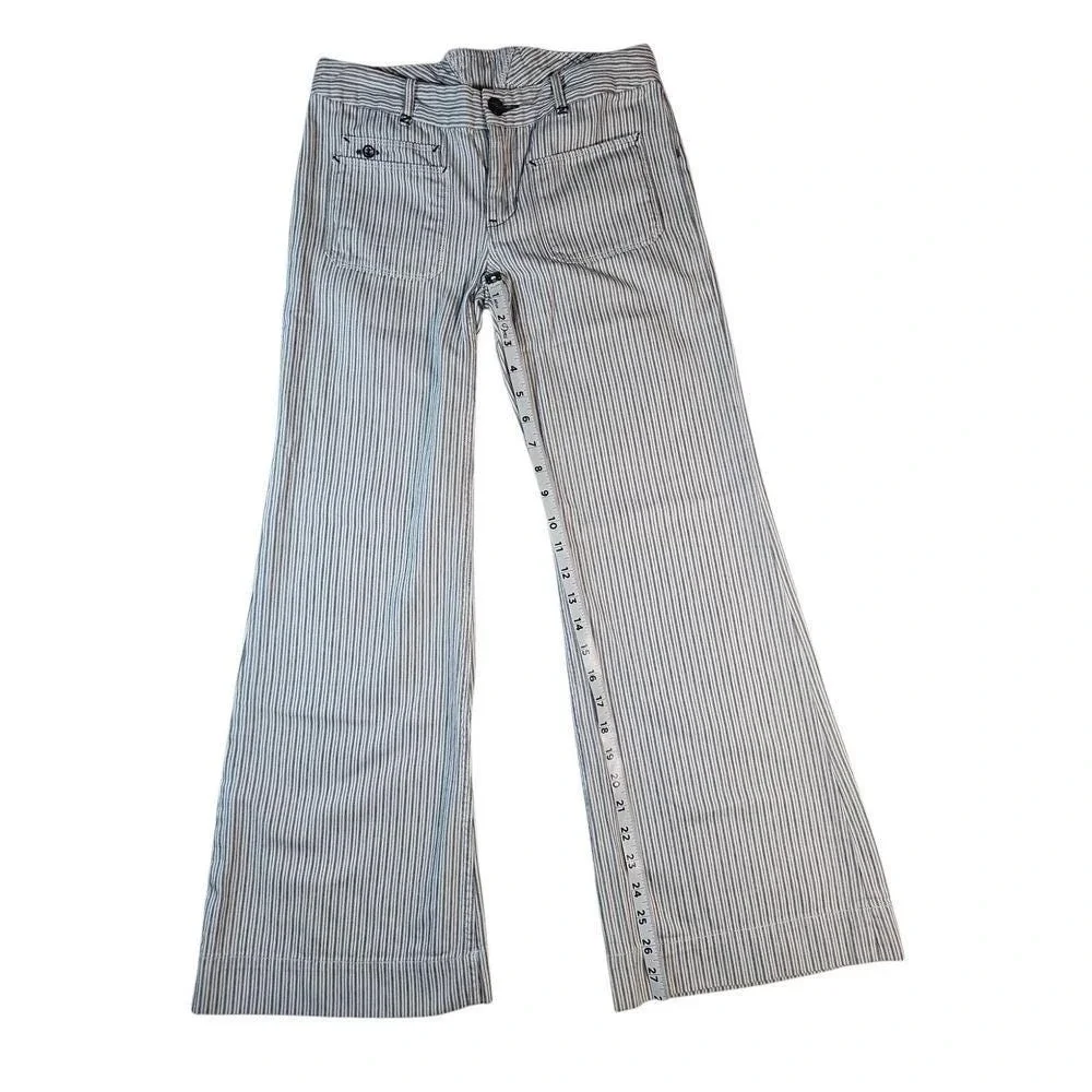 Ralph Lauren Girls 14 Blue White Striped Denim Wide Leg‎ Sailor Pants Y2K Petit